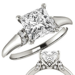 Princess Moissanite Accented Engagement Ring