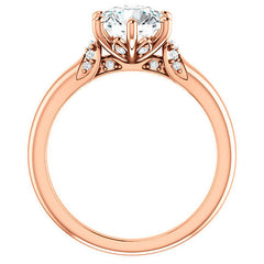 Round Moissanite Accented Engagement Ring