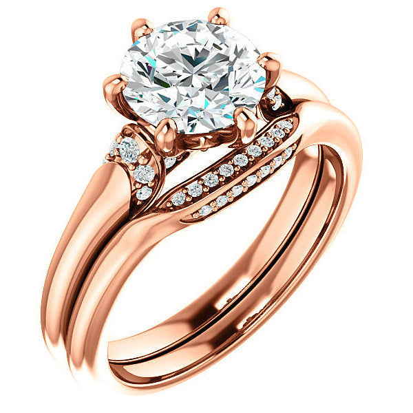 Round Moissanite Accented Engagement Ring