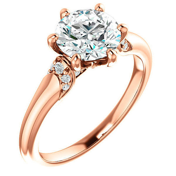 Round Moissanite Accented Engagement Ring