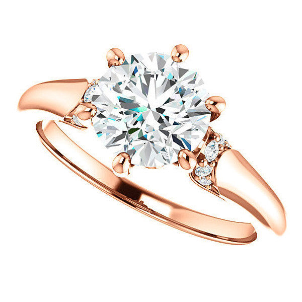 Round Moissanite Accented Engagement Ring