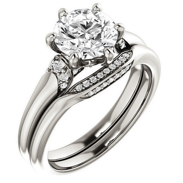 Round Moissanite Accented Engagement Ring