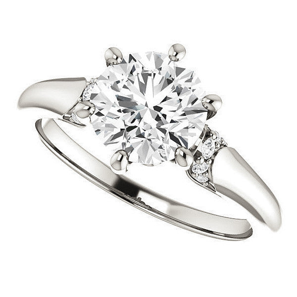 Round Moissanite Accented Engagement Ring