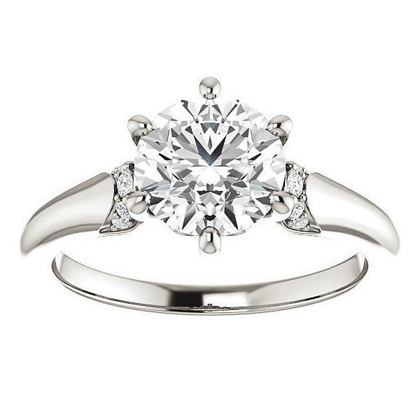 Round Moissanite Accented Engagement Ring