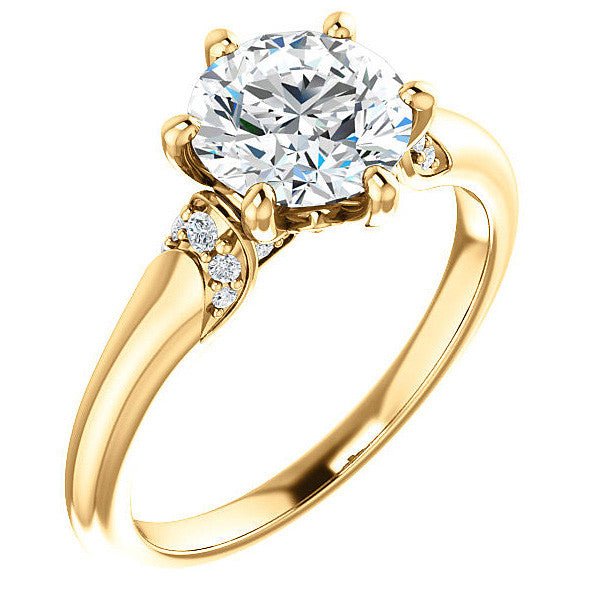 Round Moissanite Accented Engagement Ring