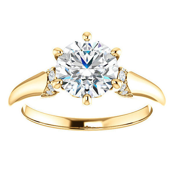 Round Moissanite Accented Engagement Ring