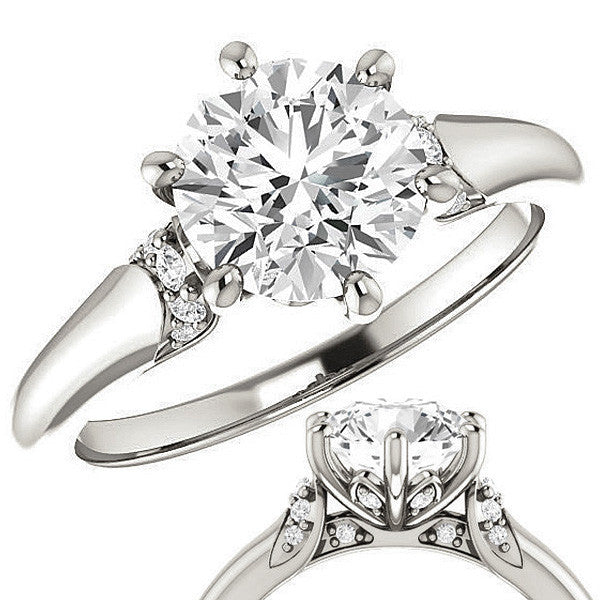 Round Moissanite Accented Engagement Ring