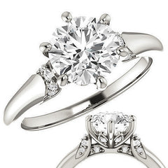 Round Moissanite Accented Engagement Ring