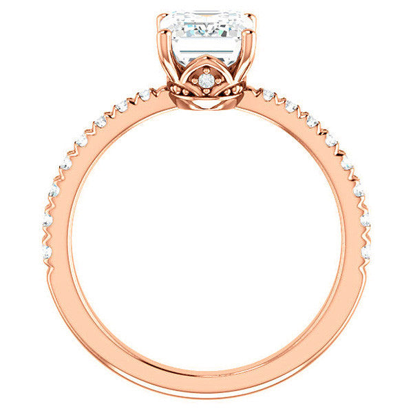 Emerald / Radiant Moissanite Engagement Ring