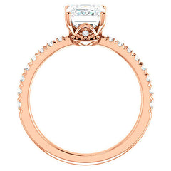 Emerald / Radiant Moissanite Engagement Ring