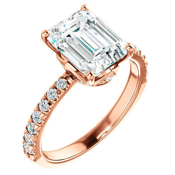 Emerald / Radiant Moissanite Engagement Ring