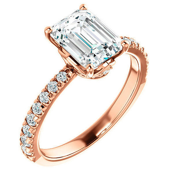 Emerald / Radiant Moissanite Engagement Ring