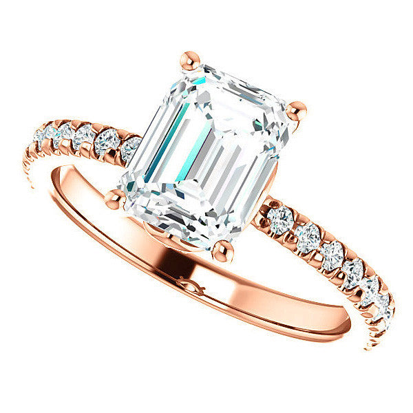 Emerald / Radiant Moissanite Engagement Ring