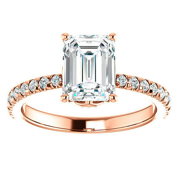 Emerald / Radiant Moissanite Engagement Ring