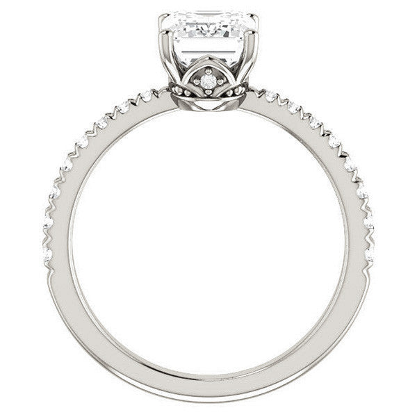 Emerald / Radiant Moissanite Engagement Ring