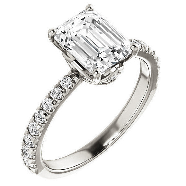 Emerald / Radiant Moissanite Engagement Ring