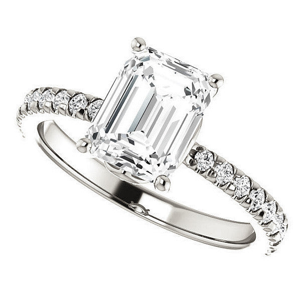 Emerald / Radiant Moissanite Engagement Ring