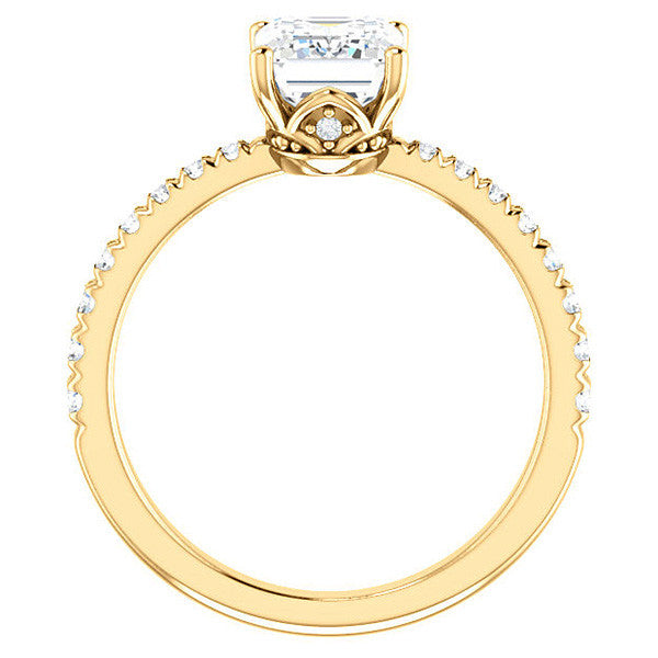 Emerald / Radiant Moissanite Engagement Ring