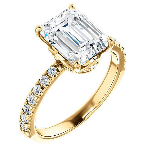 Emerald / Radiant Moissanite Engagement Ring