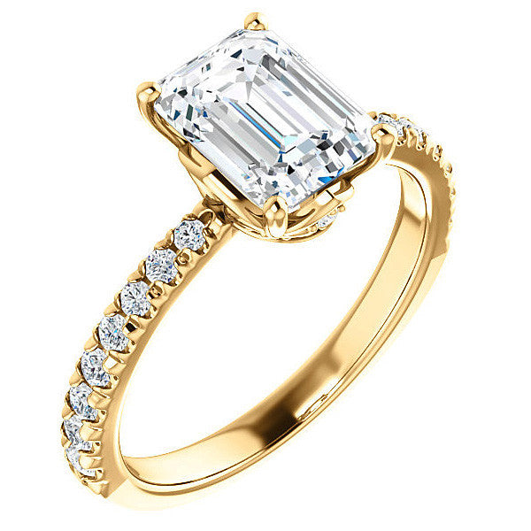 Emerald / Radiant Moissanite Engagement Ring