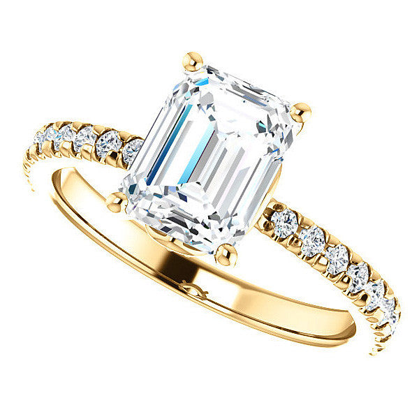 Emerald / Radiant Moissanite Engagement Ring