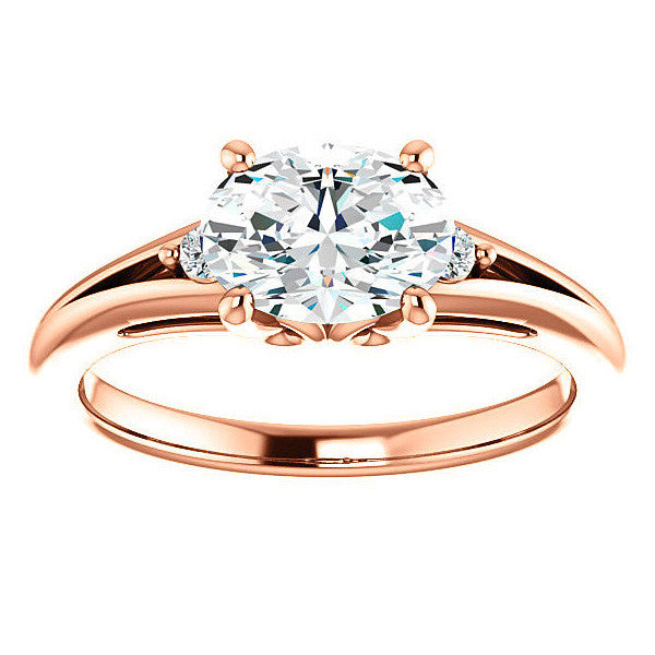 Oval Moissanite East-West Engagement Ring