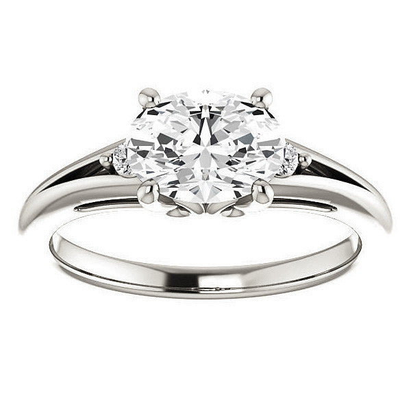 Oval Moissanite East-West Engagement Ring