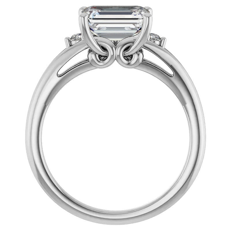 Emerald / Radiant Moissanite East-West Engagement Ring