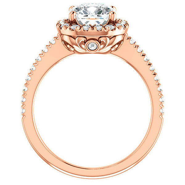 Cushion Moissanite Engagement Ring with Halo
