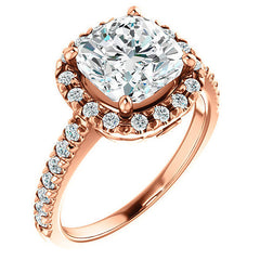 Cushion Moissanite Engagement Ring with Halo