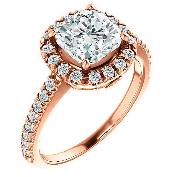 Cushion Moissanite Engagement Ring with Halo