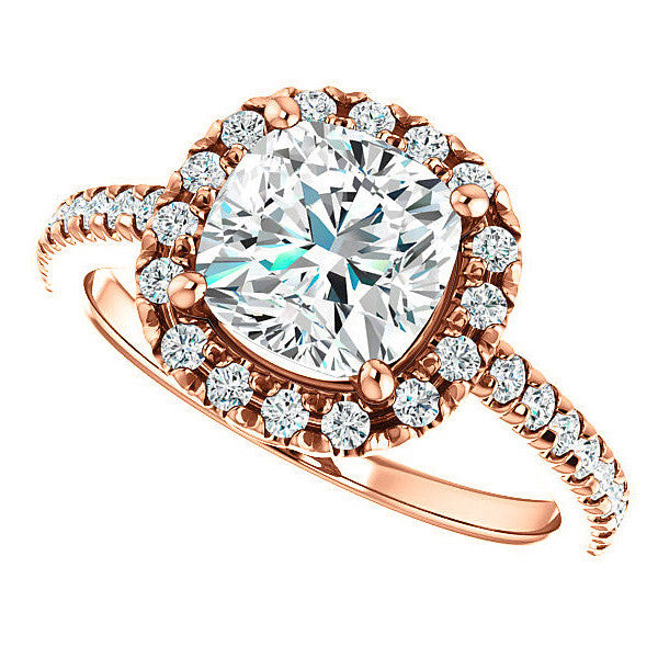 Cushion Moissanite Engagement Ring with Halo