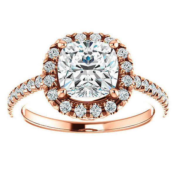 Cushion Moissanite Engagement Ring with Halo