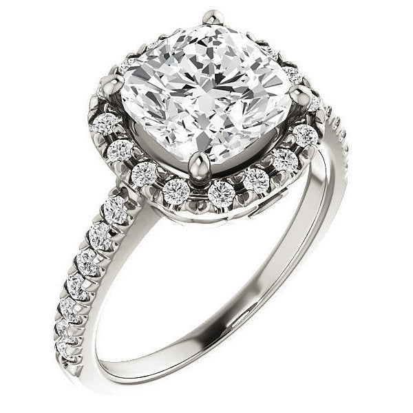 Cushion Moissanite Engagement Ring with Halo