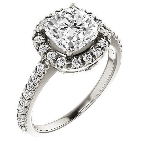 Cushion Moissanite Engagement Ring with Halo