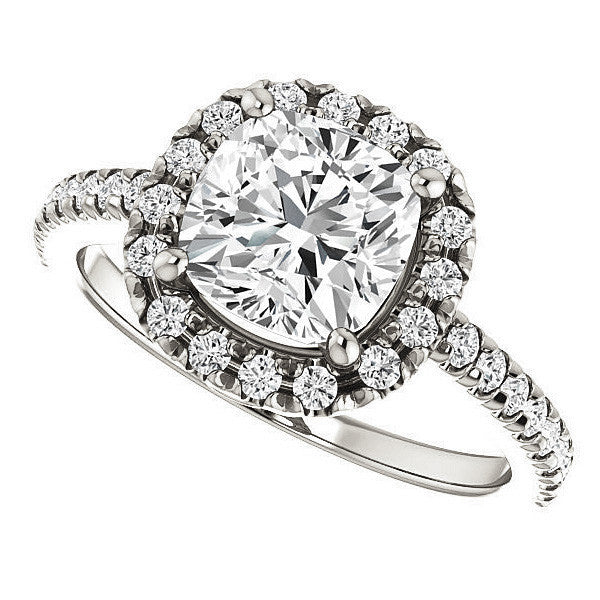 Cushion Moissanite Engagement Ring with Halo