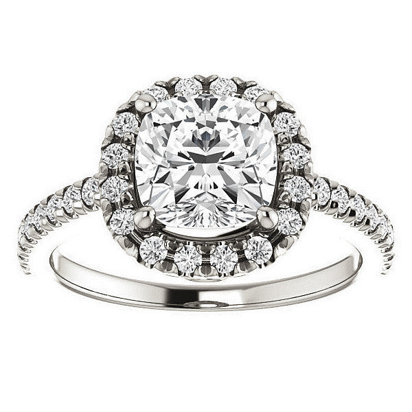 Cushion Moissanite Engagement Ring with Halo
