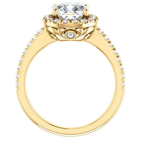 Cushion Moissanite Engagement Ring with Halo