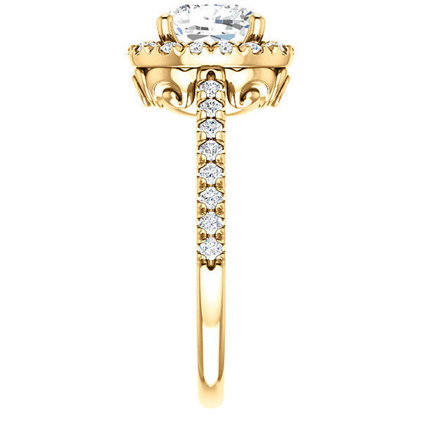 Cushion Moissanite Engagement Ring with Halo