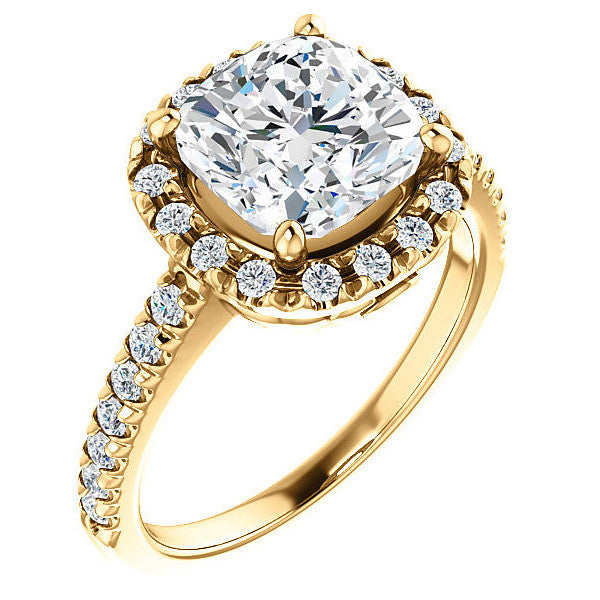 Cushion Moissanite Engagement Ring with Halo