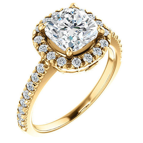 Cushion Moissanite Engagement Ring with Halo