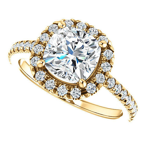 Cushion Moissanite Engagement Ring with Halo
