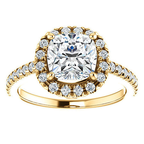 Cushion Moissanite Engagement Ring with Halo
