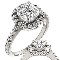 Cushion Moissanite Engagement Ring with Halo