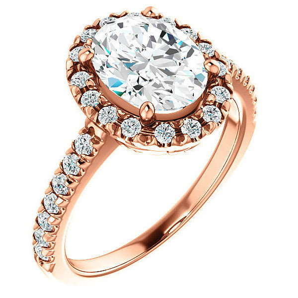 Oval Moissanite Engagement Ring with Halo