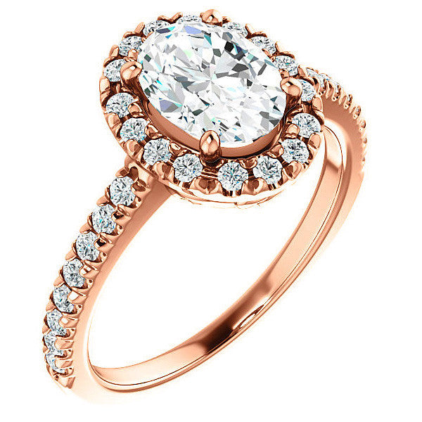 Oval Moissanite Engagement Ring with Halo
