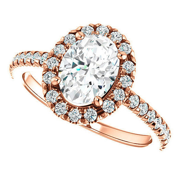 Oval Moissanite Engagement Ring with Halo