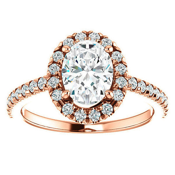 Oval Moissanite Engagement Ring with Halo