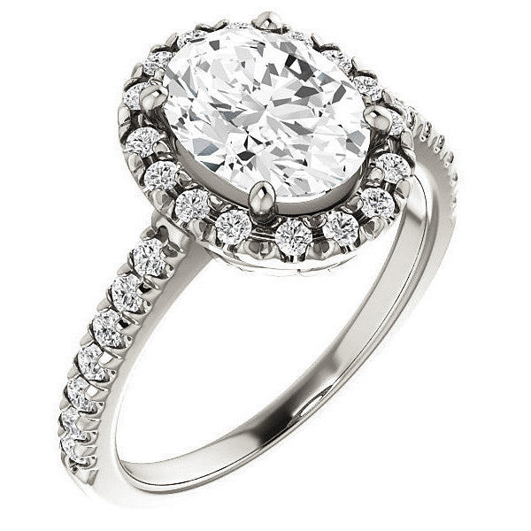 Oval Moissanite Engagement Ring with Halo