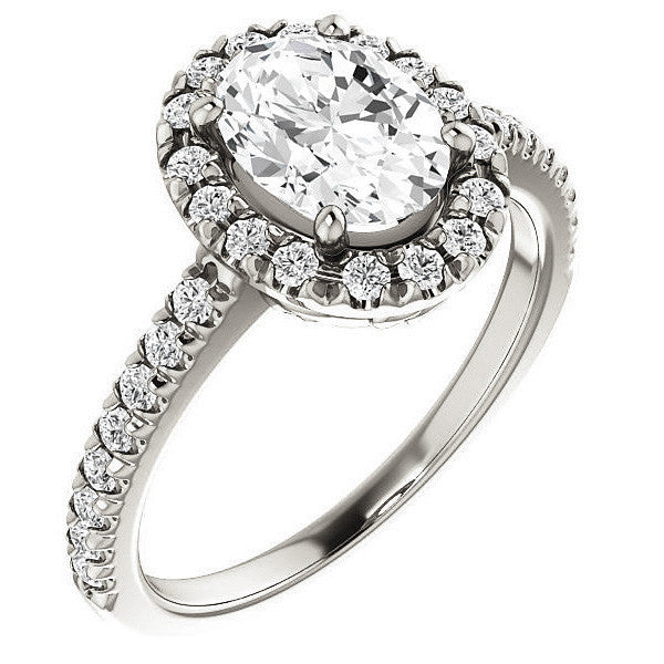 Oval Moissanite Engagement Ring with Halo